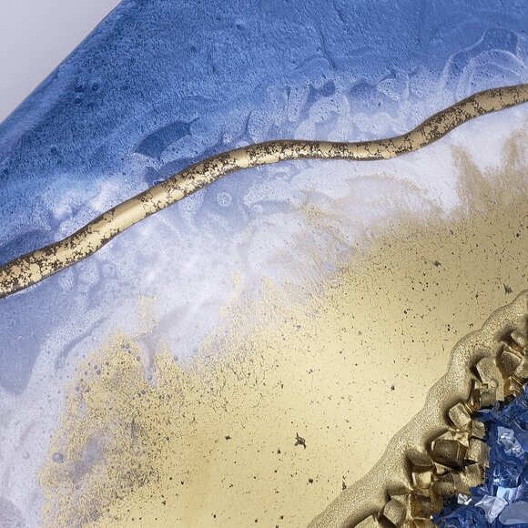 Blue and Gold Resin Geode Painting - Picture 4 of 4